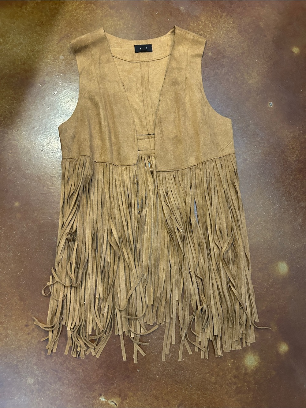 Fate Tan Suede-Look Fringe Vest Dress